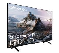 Cecotec Téléviseur LED 32 « Téléviseur LED intelligent série a3 ALH30032s. Résolution LED HD, Android 11, design sans cadre, MEMC, Dolby Atmos, HDR10, 2 haut-parleurs de 10 W, modèle 2023