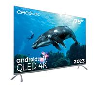 Cecotec Téléviseur QLED 75" Smart TV Série V3+ VQU30075+, 4K UHD, Android TV 11, sans Bord, Assistant Vocal Google et Chromecast, Dolby Vision & Atmos, HDR10, HBBTV, 2023