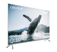 Cecotec Téléviseur QLED 75" Smart TV Série V3+ VQU30075+S, 4K UHD, Android TV 11, sans Bord, Assistant Vocal Google et Chromecast, Dolby Vision & Atmos, HDR10, HBBTV, 2023