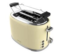 Cecotec Toast&Taste 1000 Retro Double Beige 2-Slice Toaster. 980 W, 2 Wide and Short Slots of 3.8 cm, Stainless Steel, Upper Heating Rods, Adjustable Power, Crumb Tray