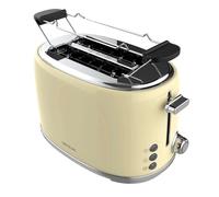 Cecotec Toast&Taste 1000 Retro Double Beige 2-Slice Toaster. 980 W, 2 Wide and Short Slots of 3.8 cm, Stainless Steel, Upper Heating Rods, Adjustable Power, Crumb Tray