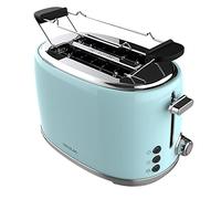 Cecotec Toast&Taste 1000 Retro Double Blue 2-Slice Toaster. 980 W, 2 Wide and Short Slots of 3.8 cm, Stainless Steel, Upper Heating Rods, Adjustable Power, Crumb Tray