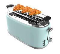 Cecotec Toast&Taste 1600 Retro Double Blue 4-Slice Toaster. 1630 W, 2 Wide and Long Slots of 3.8 cm, Stainless Steel, Upper Heating Rods, Adjustable Power, Crumb Tray