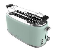 Cecotec Toast&Taste 1600 Retro Double Green 4-Slice Toaster. 1630 W, 2 Wide and Long Slots of 3.8 cm, Stainless Steel, Upper Heating Rods, Adjustable Power, Crumb Tray