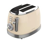Cecotec Toast & Taste 800 Vintage Light Beige. 850 W, double fente courte extra large de 3,8 cm, 2 toasts, finitions en acier inoxydable, style vintage, 3 fonctions, beige