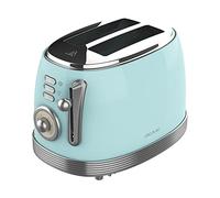 Cecotec Toast & Taste 800 Vintage Light Blue. 850 W, double fente courte extra large de 3,8 cm, 2 toasts, finitions en acier inoxydable, style vintage, 3 fonctions, bleu