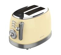 Cecotec Toast & Taste 800 Vintage Light Yellow. 850 W, double fente courte extra large de 3,8 cm, 2 toasts, finitions en acier