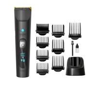 Cecotec Tondeuse Bamba PRecisionCare Titanium. Batterie avec autonomie de 60 minutes. Lames en acier inoxydable avec revêtement en titane, 3 Peignes pour barbe et cheveux (Wet&Dry)
