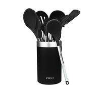 Cecotec Ustensiles de cuisine Polka Exclusive Wood&Rock, set de 9 pièces, enduit Soft Touch, Noir