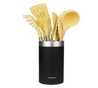 Cecotec Set d'ustensiles de cuisine Polka Experience Vulcano 9 pièces Soft Touch, manche acier jaune