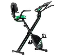 Cecotec Vélo d'appartement pliable avec dossier DrumFit X-Bike Neo Pro Écran LCD, résistance magnétique variable, selle confort et poignées latérales, support pour tablette et roues