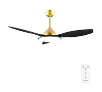 Cecotec - Ventilateur de Plafond avec Lumière EnergySilence 4800 Light GoldBlack - 36 W, Diamètre 122 cm, LED 36 W et Télécommande, 6 Vitesses et 3 Pales, Minuterie 8 Heures, Été/Hiver
