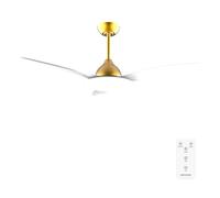 Cecotec - Ventilateur de Plafond avec Lumière EnergySilence 4800 Light GoldWhite - 36 W, Diamètre 122 cm, LED 36 W et Télécommande, 6 Vitesses et 3 Pales, Minuterie 8 Heures, Été/Hiver