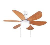 Cecotec Ventilateur de Plafond avec Lumière EnergySilence Aero 360. 50 W, Faible Consommation, Diamètre de 91 cm, 6 Pales Réversibles, 3 Vitesses, Fonction Hiver, Finition en Blanc/Bois
