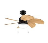 Cecotec - Ventilateur de Plafond avec Lumière EnergySilence Aero 360 Black&Wood - 50 W, Diamètre 91 cm, 3 Vitesses, 6 Pales, Ampoule Non Incluse, Mode Été/Hiver, Design Élégant