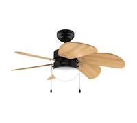 Cecotec - Ventilateur de Plafond avec Lumière EnergySilence Aero 360 Black&Wood - 50 W, Diamètre 91 cm, 3 Vitesses, 6 Pales