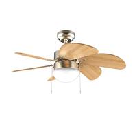 Cecotec - Ventilateur de Plafond avec Lumière EnergySilence Aero 360 Gold&Wood - 50 W, Diamètre 91 cm, 3 Vitesses, 6 Pales, Ampoule Non Incluse, Mode Été/Hiver, Design Élégant