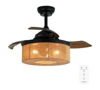 Cecotec - Ventilateur de Plafond avec Lumière EnergySilence Aero 3600 Invisible Natural Style - 25 W, Diamètre 91 cm, Télécommande, Minuterie 8 Heures, 6 Vitesses et 3 Pales, Été/Hiver