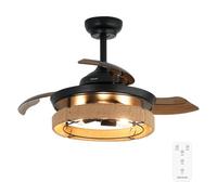 Cecotec - Ventilateur de Plafond avec Lumière EnergySilence Aero 3600 Invisible Natural Style - 25 W, Diamètre 91 cm, Télécommande, Minuterie 8 Heures, 6 Vitesses et 3 Pales, Été/Hiver