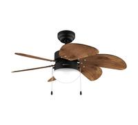 Cecotec - Ventilateur de Plafond avec Lumière EnergySilence Aero 365 Black&Wood - 50 W, Diamètre 91 cm, 3 Vitesses, 6 Pales, Ampoule Non Incluse, Mode Été/Hiver, Design Élégant