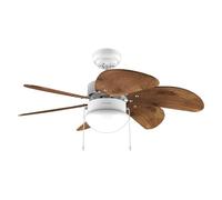 Cecotec - Ventilateur de Plafond avec Lumière EnergySilence Aero 365 White&Wood - 50 W, Diamètre 91 cm, 3 Vitesses, 6 Pales, Ampoule Non Incluse, Mode Été/Hiver, Design Élégant