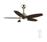 Cecotec - Ventilateur de Plafond avec Lumière EnergySilence Aero 4200 GoldDarkWood - 53 W, Diamètre 106 cm, Lampe LED 3 Teintes, Minuterie, 3 Vitesses, 5 Pales, Mode Été/Hiver