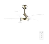 Cecotec - Ventilateur de Plafond avec Lumière EnergySilence Aero 4200 GoldLightWood - 53 W, Diamètre 106 cm, Lampe LED 3 Teintes, Minuterie, 3 Vitesses, 5 Pales, Mode Été/Hiver