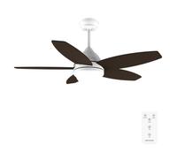 Cecotec - Ventilateur de Plafond avec Lumière EnergySilence Aero 4200 White&DarkWood - 53 W, Diamètre 106 cm, Lampe LED 3 Teintes, Minuterie, 3 Vitesses, 5 Pales, Mode Été/Hiver
