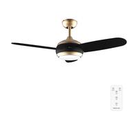 Cecotec - Ventilateur de Plafond avec Lumière EnergySilence Aero 4265 GoldBlack - 65 W, Diamètre 106 cm, Télécommande, Lampe LED 18 W et Minuterie, 3 Vitesses et 3 Pales, Design Fonctionnel