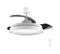 Cecotec Ventilateur de Plafond avec Lumière Energysilence Aero 4300 Invisible White. 35W, 6 Vitesses, Pales Rétractables, Télécommande, Minuteur, Lumière LED Intégrée, Intensité Lumineuse Réglable