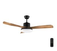 Cecotec Ventilateur de Plafond avec Lumière EnergySilence Aero 520 Willow. 30W, Moteur DC, Diamètre 52" (132cm), 3 Pales, 3 Tons LED, Télécommande, Minuterie et 6 Vitesses, Mode Winter-Summer