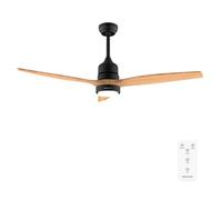 Cecotec Ventilateur De Plafond avec Lumière EnergySilence Aero 5275 Black&Lightwood.40 W, Diamètre 132 cm, 3 Pales et 6 Vitesses, LED 18 W, Télécommande et Minuterie, Mode Été/Hiver