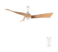Cecotec - Ventilateur de Plafond avec Lumière EnergySilence Aero 5280 LightWood - 40 W, Diamètre 132 cm, LED 18 W et Télécommande, Minuterie 8 Heures, 6 Vitesses, Été/Hiver