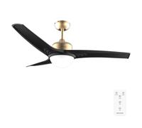 Cecotec Ventilateur de Plafond avec Lumière EnergySilence Aero 560 GoldBlack - 60 W, Diamètre 132 cm, LED 18 W et Télécommande, 3 Vitesses et Minuterie 8 Heures, 3 Pales, Mode Été/Hiver