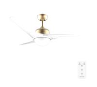 Cecotec Ventilateur de Plafond avec Lumière EnergySilence Aero 560 GoldWhite - 60 W, Diamètre 132 cm, LED 18 W et Télécommande, 3 Vitesses et Minuterie 8 Heures, 3 Pales, Mode Été/Hiver