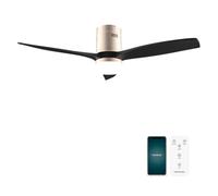 Cecotec - Ventilateur de Plafond avec Lumière EnergySilence Aero 5600 Aqua GoldBlack Connected - 40 W, 6 Vitesses, Diamètre 132 cm, LED de 20 W, 3 Pales, Minuterie, Mode Été/Hiver