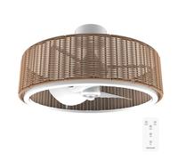 Cecotec Ventilateur de Plafond avec Lumière EnergySilence LampAero 324 Camellia. 10W, Moteur DC, 3 Pales, Lumière LED Réglable, Télécommande, Minuterie, 6 Vitesses, Corps en Fibre Naturelle