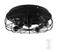 Cecotec - Ventilateur de Plafond avec Lumière EnergySilence LampAero 600 Iron Design - 20 W, Diamètre 50 cm, Minuterie et Télécommande, 3 Vitesses et 5 Pales, Mode Été/Hiver