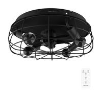 Cecotec - Ventilateur de Plafond avec Lumière EnergySilence LampAero 600 Iron Design - 20 W, Diamètre 50 cm, Minuterie et Télécommande, 3 Vitesses et 5 Pales, Mode Été/Hiver