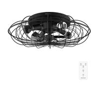 Cecotec - Ventilateur de Plafond avec Lumière EnergySilence LampAero 650 Iron Design - 20 W, Diamètre 28 cm, Minuterie, 3 Vitesses et 5 Pales, Mode Été/Hiver