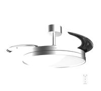 Cecotec Ventilateur de Plafond avec Lumière et Pales Rétractables EnergySilence Aero 2440 Invisible Pure Steel. 30W, Moteur DC, Télécommande, Minuterie 6h, 6 Vitesses, Fonction Winter-Summer
