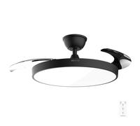 Cecotec Ventilateur de Plafond avec Lumière et Pales Rétractables EnergySilence Aero 300 Air Invisible Black. 30W, Moteur DC, Télécommande, 6 Vitesses, Minuterie 4h, Fonction Winter-Summer