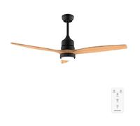 Cecotec Ventilateur de Plafond avec Lumière et Télécommande de 52"" EnergySilence Aero 5230 Black&LightWood. Moteur DC 40W