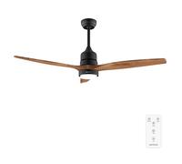 Cecotec Ventilateur de Plafond avec Lumière et Télécommande de 52" EnergySilence Aero 5230 DarkWood. Moteur DC 40W, 3 Pales, Lumière LED, Hauteur Réglable, Minuterie, 6 Vitesses, Mode Hiver/Été