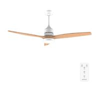 Cecotec Ventilateur de Plafond avec Lumière et Télécommande de 52" EnergySilence Aero 5230 WhiteWood. Moteur DC 40W, 3 Pales, Lumière LED, Hauteur Réglable, Minuterie, 6 Vitesses, Mode Hiver/Été