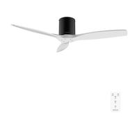 Cecotec Ventilateur de Plafond avec Télécommande de 52" EnergySilence Aero 5400 Classic Black&White. Moteur DC 40W, 3 Pales, 6 Vitesses, Minuterie jusqu'à 8h, Mode Hiver/Été