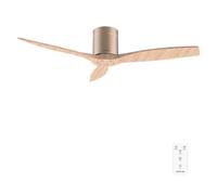 Cecotec Ventilateur de Plafond avec Télécommande de 52" EnergySilence Aero 5400 Classic Gold&LightWood. Moteur DC 40W, 3 Pales, 6 Vitesses, Minuterie jusqu'à 8h, Mode Hiver/Été