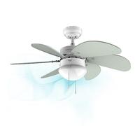 Cecotec Ventilateur de Plafond EnergySilence 3600 Vision Mint, 50 W, Diamètre 92 cm, Lampe, 3 Vitesses, 6 Pales Réversibles, Fonction Été/Hiver, Interrupteur à Chaîne, Blanc/Menthe
