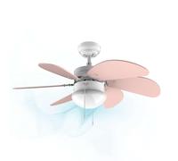 Cecotec Ventilateur de plafond EnergySilence 3600 Vision Nude. 50 W, diamètre 92 cm, lampe, 3 vitesses, 6 pales réversibles, fonction été/hiver, interrupteur de chaîne, blanc/nude