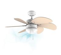 Cecotec Ventilateur de plafond EnergySilence 3600 Vision SunLight 50 W, diamètre 92 cm, lampe, 3 vitesses, 6 pales réversibles, fonction été, hiver, interrupteur à chaîne, blanc/jaune